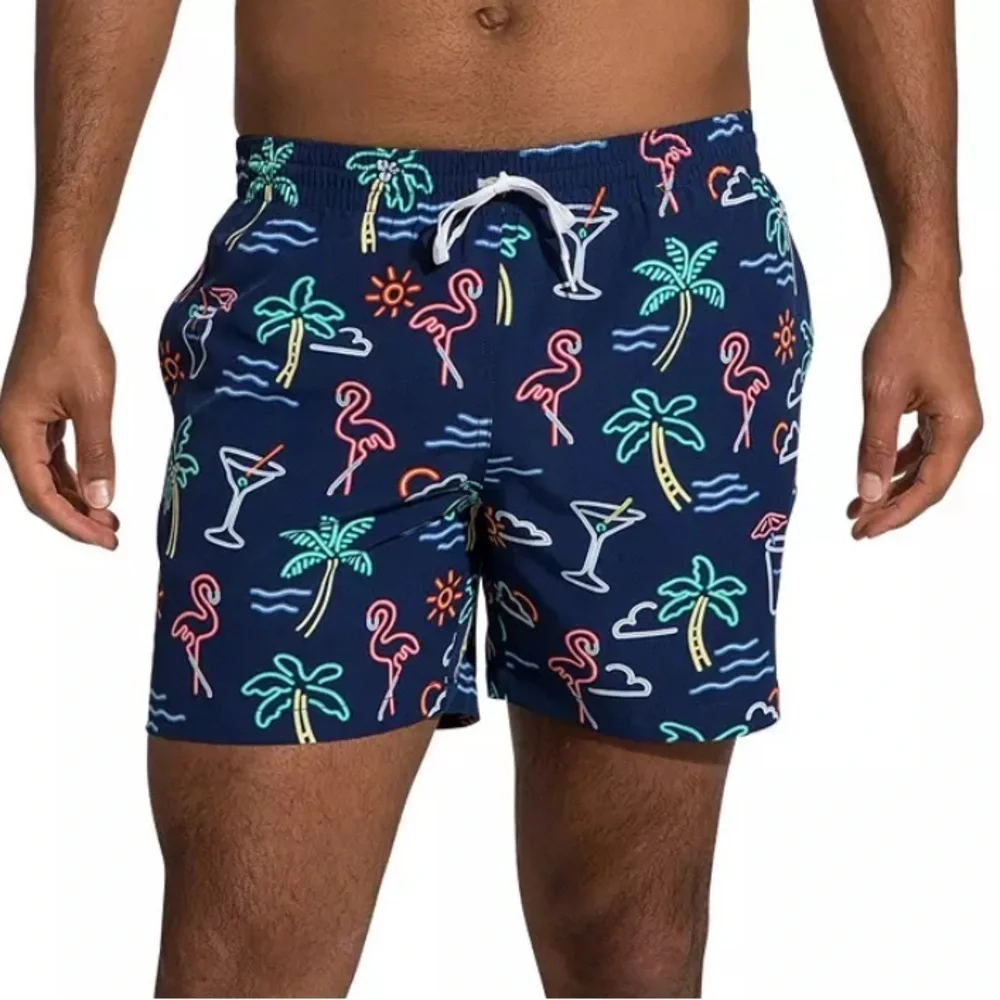 Men’s Chubbies 5.5‎ in. Swim Trunks, Neon Lights, 4-way stretch Pockets Tropical